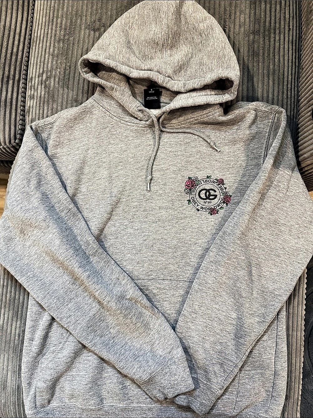 Obey Worldwide OG Rose Graphic Hoodie Gray Small